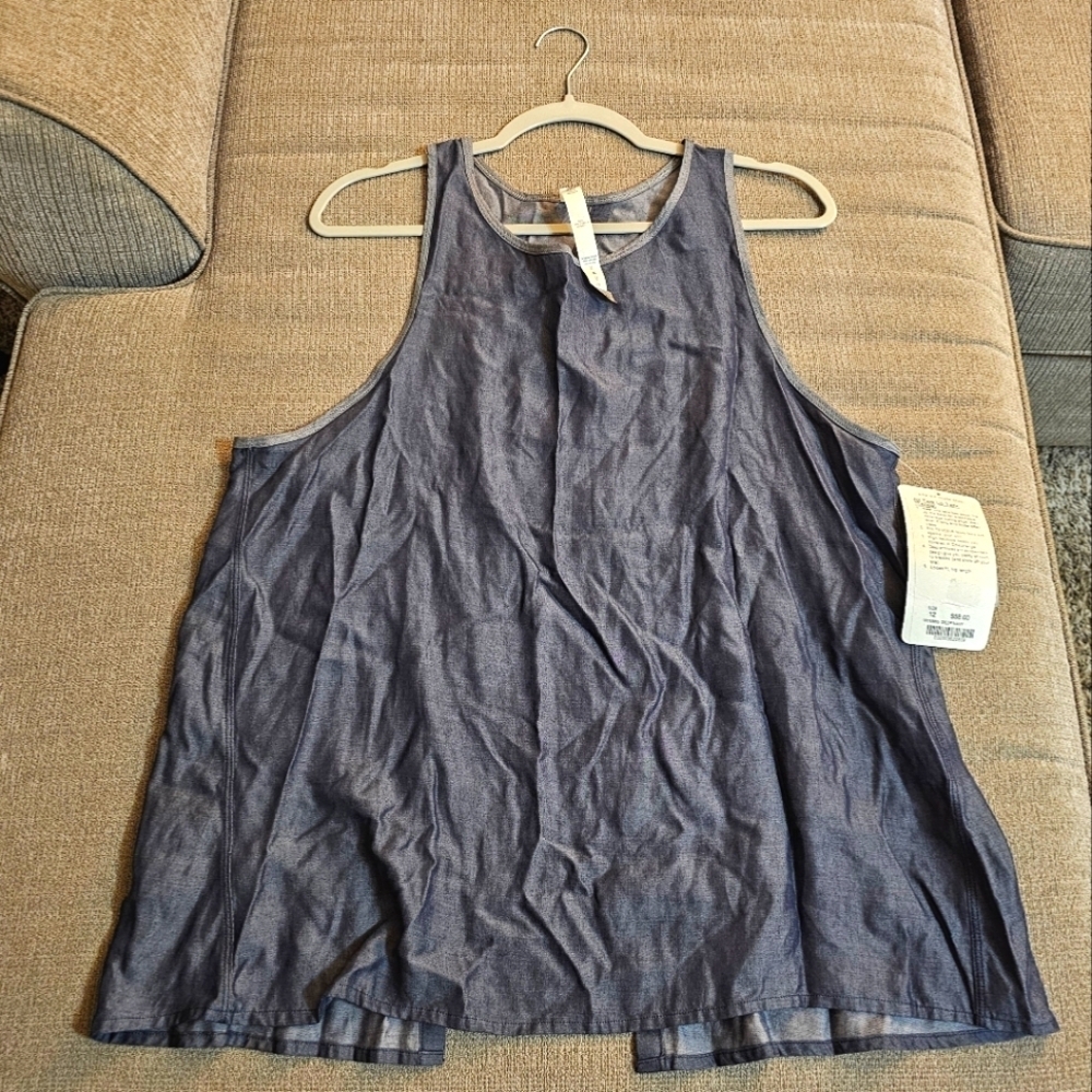 Lululemon Athletica Deep Navy All Tied Up Tencel Lyocell Open Back Yoga Top 12